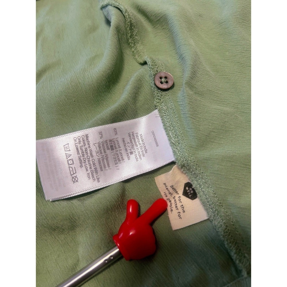 Madewell Sage Green Button Front Midi Dress Lyocell Blend Short Sleeve Size 12 - Picture 7 of 7